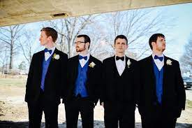 Black dresses are timeless and stunning—they're such a classic choice. Blue Wedding Royal Blue Bridesmaid Dresses Paired With Black Men S Suits Colorsbridesmaid