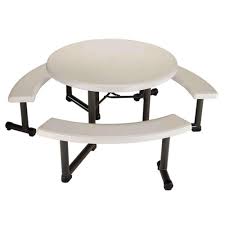 These plans are for a garden bench that folds into half of a picnic table just by pulling or inserting a pin. Lifetime 22127 Round Picnic Table And Benches 44 Inch Top Almond Vip Outlet
