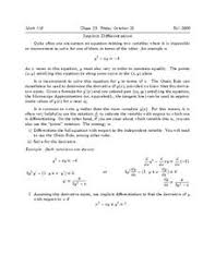 Differentiate with respect to x. Implicit Differentiation Lesson Plans Worksheets Lesson Planet