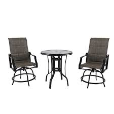 Hampton Bay Statesville 3 Piece Steel Outdoor Bistro Set Fcs70357bhsst 1 Wicker Patio Furniture Resin Patio Furniture Bistro Table Outdoor