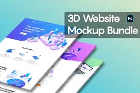 Web studio is a free responsive web mockup with a black background. 3d Website Mockup Bundle In Scene Generators On Yellow Images Creative Store