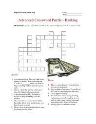 Advanced Crossword Puzzle Banking Worksheet Crossword Puzzle Banking Lesson Planet