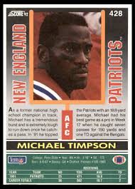 1992 Score #428 Michael Timpson New England Patriots