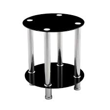 Coaster 720227 black nickel finish end table with glass top and shelf. Minimalist Modern End Table 2 Tier Round Glass Side Table Living Room Furniture Clear Glass Table New Fashion Black Coffee Table Coffee Tables Aliexpress