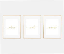 Bathroom Art Prints Bathroom Wall Decor Relax Soak Unwind Bathroom Wall Art Set Of Three Faux G Gold Wall Decor Bathroom Art Prints Kids Bathroom Wall Art