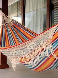 The nicaraguan hammocks need 13 to 16 feet, depending on size. Hand Woven Brazilian Hammock With Crochet Fringe Hammock Outdoor Hammock Diy Hammock