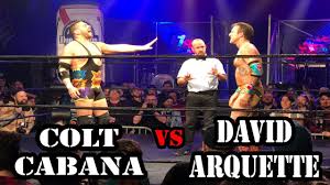 David Arquette Does A Wrestling Headscissors To Colt Cabana [ First  Wrestling ]