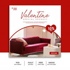 Valentine Banner Social Media Post Instagram Furniture Red Special In 2020 Social Media Post Social Media Valentine Banner