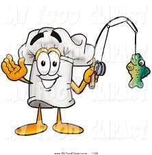 Food Clip Art Of A Cheerful Chefs Hat Mascot Cartoon Character Holding A Fish On A Fishing Pole By Toons4biz 1188 18kb, cartoon fishing pole drawing picture with tags: my food clipart