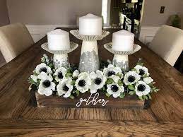 Dining Room Centerpiece With Candles Dining Room Table Centerpieces Rustic Farmhouse Dining Table Dining Room Centerpiece