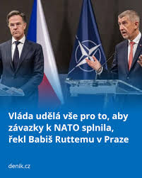 👉 https://www.denik.cz/z_domova/andrej-babis-nato-mark-rutte.html Česká vláda považuje svou obranyschopnost a závazky vůči NATO za důležité a prioritní. Udělá vše pro to, aby je splnila, řekl premiér Andrej Babiš (ANO) po setkání s generálním tajemníkem