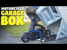 This Little Garage Is A World S Best Motorcycle Storage Shed This Motorcycle Storage Box Is Called T Motorcycle Storage Shed Motorcycle Storage Motorbike Shed
