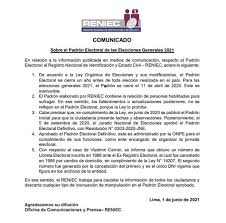 Tené a mano tu número de dni. Reniec Padron Electoral Se Cerro El 11 De Abril Del 2020 Fecha Que Es Inamovible Elecciones 2021 Nndc Peru Gestion