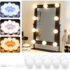 Black lighted vanity mirror ideas. 10 Led Make Up Mirror Lights Kit Light Bulbs For Makeup Mirror Diy Hollywood Vanity Lights Adjustable Brightness 3 Color Lighting Modes Usb Powered Walmart Canada