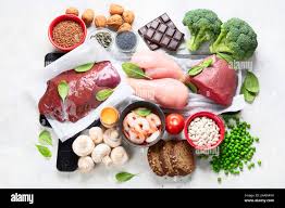 Alimentos Ricos En Hierro Para La Hemoglobina Y Estimula La Produccion De Globulos Rojos Alimentos Para Tener Un Embarazo Saludable Vista Superior Fotografia De Stock Alamy