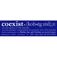 Maybe you would like to learn more about one of these? Coexist Definition Bumper Sticker At Sticker Shoppe