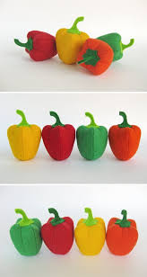 Felt Play Food Pepper Set 4 Pc Orange Yellow Red Green Realistic Toy Pretend Play Food For Kids Pepper Kitchen Pl Felt Food Patterns Felt Food Felt Play Food