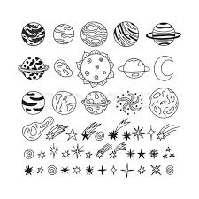 Stock Vector Of Hand Drawn Planets Stars Asteroids And Other Space Objects Cute Doodle Style Sketch Set Of Space Sketch Book Space Doodles Planet Drawing