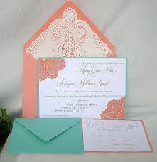 Coral Wedding Invitations Turquoise Wedding Invitations Doily Etsy Turquoise Wedding Invitations Turquoise Wedding Lace Wedding Invitations