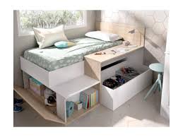 La solution tout en un est un lit ikea lit avec rangement best lit enfant fille ikea finest lit avec rangement avec kallax ou expedit. Lit Avec Rangements Et 1 Bureau 90 X 190 Cm Coloris Blanc Et Chene Lison