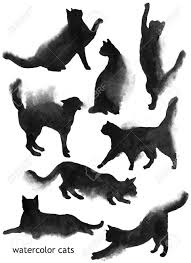 Thanks to his father's guidance, andrew mastered watercolor at an early age. Hand Drawn Watercolor Black Cats Shapes Collection Stock Photo Picture And Royalty Free Image Image 61487179