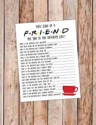 Dinner, drinks, and games makes for a complete party. Friends Themed Birthday Friends Birthday Party Game Etsy Dinner Party Games 18th Birthday Party Birthday Party Games