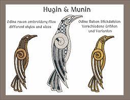 In norse mythology, huginn (from old norse thought) and muninn (old norse memory or mind) are a pair of ravens that fly all over the world, midgard, and bring information to the god odin. Hugin Munin Odin S Raben Stickdateien Set Zuli S Bunte Dinge