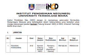 Iklan jawatan kosong uitm 2020. Jawatan Kosong Terkini Pegawai Pemasaran N19 Di Institut Pendidikan Neo Ined Uitm Kerja Kosong Kerajaan Swasta