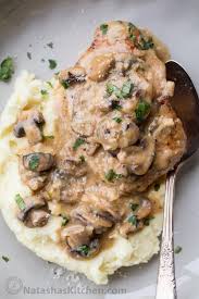 Variations include replacing the onion with leeks or adding a sliced potato. Pork Chops In Creamy Mushroom Sauce Natashaskitchen Com