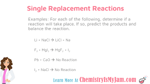 How single replacement reactions work, how to identify the oxidized and reduced species, spectator ion, general chemistry in video. Chemical Reactions Chemistry Is My Jam