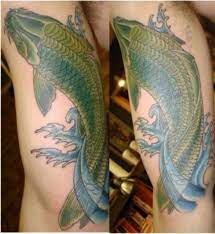 Koi Fish Tattoo Lucky Magnolia Tattoo Big Green Colored Koi Coy Fish Magnolia Tattoo Koi Fish Tattoo Coy Fish