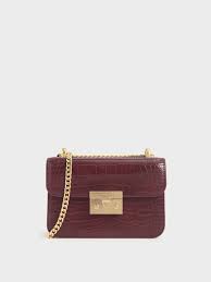 See more ideas about charles keith bag, charles keith, bags. Burgundy Croc Effect Boxy Chain Strap Bag Charles Keith Us