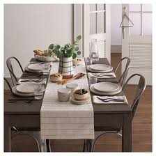 Embroidered Stripe Table Runner Golden Yellow Hearth Hand With Magnolia Target Hearth Hand With Magnolia Dining Room Table Beautiful Table
