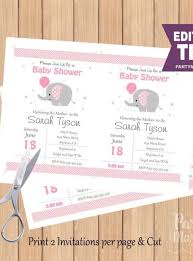 An adorable invitation template for the upcoming baby shower. Pink Elephant Printable Baby Shower Invitation Editable E057 Partymazing