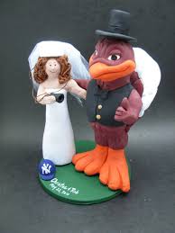 Custom Made To Order Hokie Bird And Bride College Mascot Wedding Cake Topper Custom Wedding Cake Toppers Wedding Cake Toppers Personalized Wedding Cake Toppers