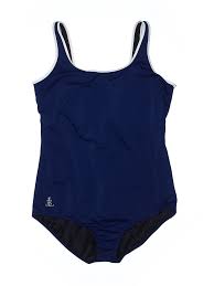 Details About Lands End Women Blue One Piece Swimsuit 18 Plus