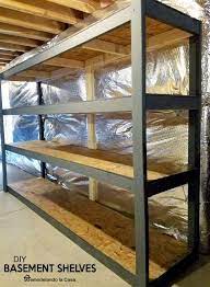 Learn how to make a basement storage shelf in one night for $60 with minimal tools and cutting. Diy Basement Shelves Complete Details Thdprospective Woodworkingdiygarage Kellerraum Keller Regale Garage Dekorieren