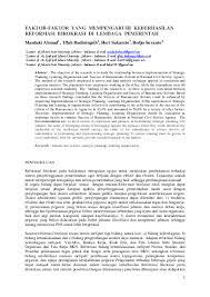 Sedangkan tanda orang yang tidak baik islamnya adalah sebaliknya. Pdf Faktor Faktor Yang Mempengaruhi Keberhasilan Reformasi Birokrasi Di Lembaga Pemerintah Iffah Budiningsih Academia Edu