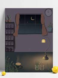 居心地の良い背景 インテリアイラスト 家庭生活イラスト 人生イラスト背景 夜の背景 青色の背景色 ライト 時計 ムーン 本棚 夜の青い手描きインテリア ホームイラスト背景 インテリア イラスト 本棚 イラスト イラスト