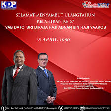 Pahang barisan nasional (bn) chairman datuk seri adnan yaakob took the oath of office as pahang menteri besar for the fourth term before the sultan of pahang, sultan ahmad shah this afternoon. Bkdp Umno Malaysia ×'×˜×•×•×™×˜×¨ Selamat Menyambut Ulangtahun Kelahiran Ke 67 Yab Dato Sri Diraja Haji Adnan Bin Haji Yaakob