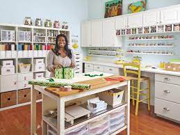 The work space/craft room of pennsylvania newlywed jess mauras (shown here with husband joe) was a pile of stress and ribbons, devoid of inspiration—and, for that matter, shelving. Craft And Sewing Room Storage And Organization Hgtv