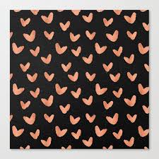 Rose gold heart, phone wallpaper, background, lock screen. Rose Gold Hearts On Black Canvas Print By Naturemagick Society6