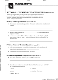 Describe the pattern your group 5. Name Date Class Stoichiometry Section 12 1 The Arithmetic Of Equations Pages Pdf Free Download