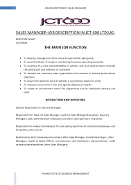 Their duties include meeting with customers to discuss their needs, promoting sales offers at their. Hr Job Description For Jobs