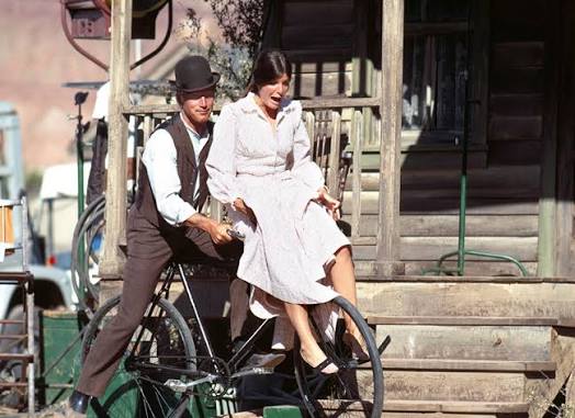 Romantic Photos of Paul Newman and Katharine Ross Riding Bike on the Set of  “Butch Cassidy and the Sundance Kid” ~ Vintage Everyday