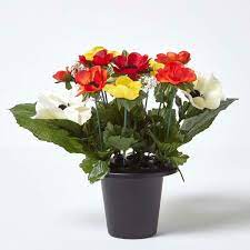 Charming and natural, these hydrangea flowers are placed in a simple round glass vase (and artificial water) for your convenience and display. Orange And Red Anemone Artificial Flower Arrangement In Grave Vase