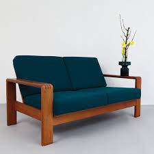60er Jahre Sofa Mit Teakholzgestell Neu Mit Schurwolle Bezogen Petrol Teak Sofa 60er