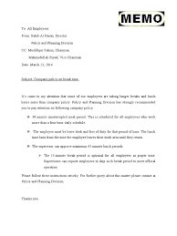 Example of lunch break memo. Memohow To Write A Memo On Break Time