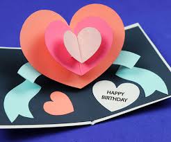 Cut slits at the center of your card. Diy Pop Up Heart Birthday Card 5 Steps Instructables
