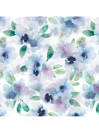 How to paint watercolor flowers on fabric. John Lewis Partners Watercolour Smudge Flowers Cotton Fabric Blue At John Lewis Partners